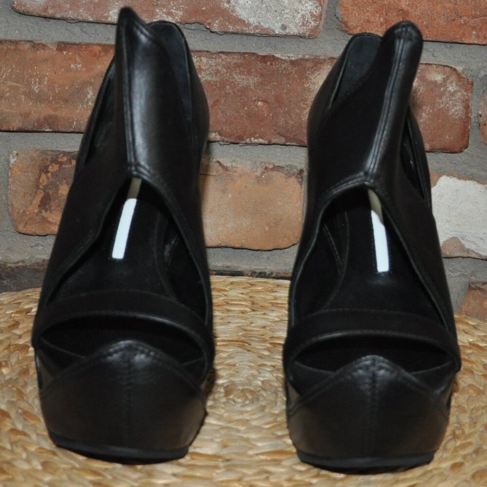 Camilla Skovgaard Flame Wedge Sandal Black Leather Platform Open toe Shoe EU 39 - Picture 7 of 9